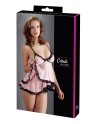 Nuisette doublée rose avec dentelle florale et string - R2740052