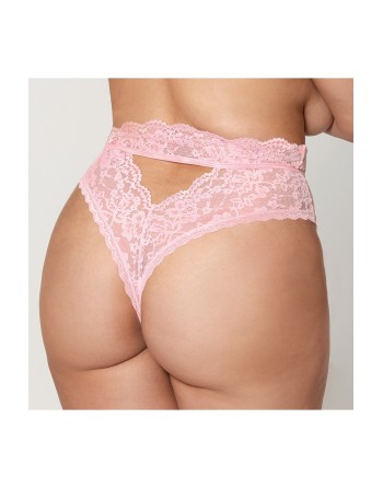 String grande taille dentelle taille haute rose - DG1477XPNK