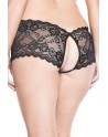 Shorty noir grande taille dentelle ouvert sur les fesses - ML10018XBLK