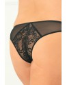 Tanga ouvert noir grande taille avec pièces dentelle sur les fesses - REN1141X-BLK