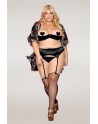 Soutien-gorge Demi-Seins, grande taille, en satin noir - DG13254XBLK