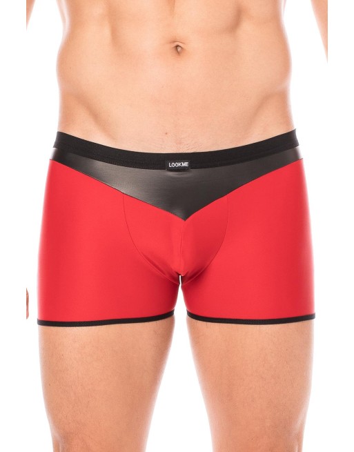 Boxer rouge simili cuir brillant - LM2001-67RED