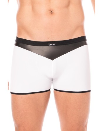 Boxer blanc simili cuir brillant - LM2001-67WHT