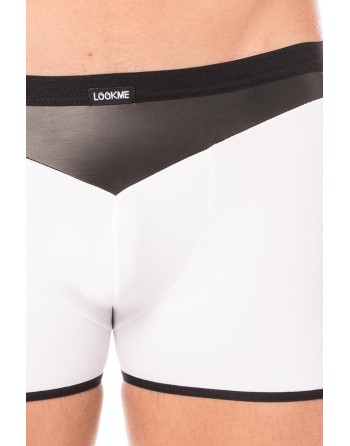 Boxer blanc simili cuir brillant - LM2001-67WHT