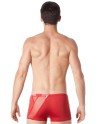 Boxer rouge sexy avec bandes fine résille et déco zippée - LM808-67RED