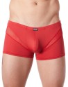 Boxer rouge sexy avec fine résille en V - LM805-67RED