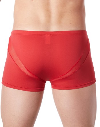 Boxer rouge sexy avec fine résille en V - LM805-67RED