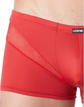 Boxer rouge sexy avec fine résille en V - LM805-67RED