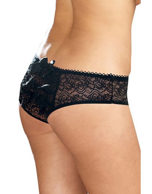 Panty taille basse, ouvert, fronces au dos - DG1300XBLK Reconditionné