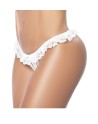 Culotte ouverte blanche avec froufrou en dentelle - MAL119WHT