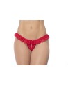 Culotte ouverte rouge avec froufrou en dentelle  - MAL119RED