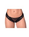 String dentelle et fine résille noire - MAL109BLK