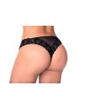 String dentelle et fine résille noire - MAL109BLK