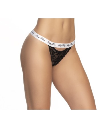 Culotte dentelle noir avec ceinture blanche imprimé - MAL118BKW