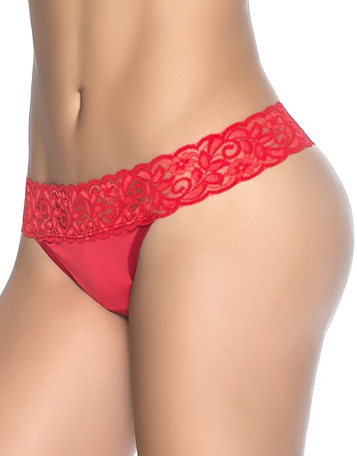 String sexy rouge avec dentelle - MAL96RED