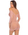 Mini robe en maille rose , manches longues - REN7087-ROS