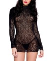 Robe courte coquine noire à manches longues - ML9828BLK