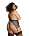 Porte jarretelles grande taille en dentelle noir et string CHARISSA - 12-7012XB