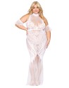 Robe bodystocking, grande taille, en résille t dentelle blanche - DG0490XWHT