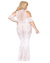 Robe bodystocking, grande taille, en résille t dentelle blanche - DG0490XWHT