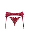 Porte-jarretelles en dentelle rouge avec string assorti - R232187430