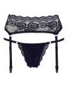 Porte-jarretelles en dentelle noire et string assorti - R232187410