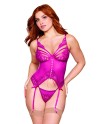 Bustier porte jarretelles rose avec string - DG13283BEE