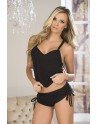 Ensemble de nuit noir top et shorty - MAL7095BLK